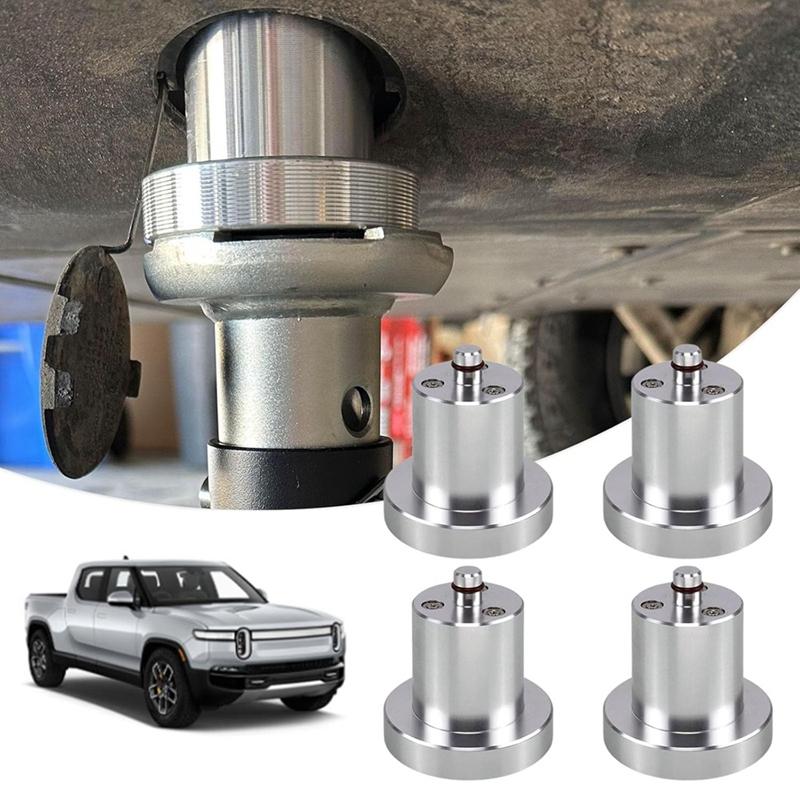 

Jack Lifting Jack Pad Lift Point Adapter With Magnetic & Easy To Hold On Corner For Rivian R1T R1S - 4PCS With Storage серебряный