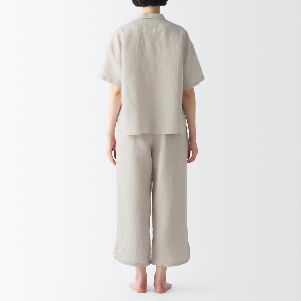 Pijamale MUJI Natural Cool Touch Lyocell Hemp cu mânecă scurtă FD1JJA4S bej deschis S Femei Femei Femei