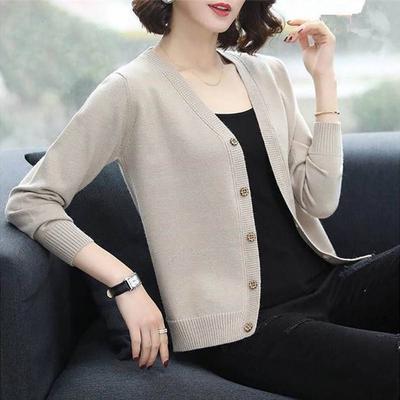 Zimní ženy Volný svetr Cardigan s výstřihem do V Top Krátký díl Knoflíček Divoký úplet Kabátové šaty