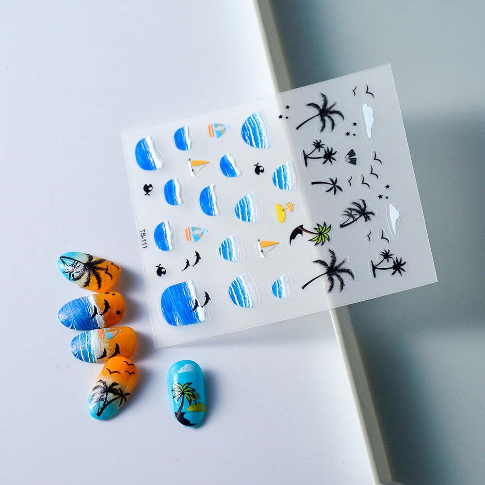 Dolphin Ocean Nail Stickers Sea Jellyfish Ocean Nail Decorations  Summer Beach