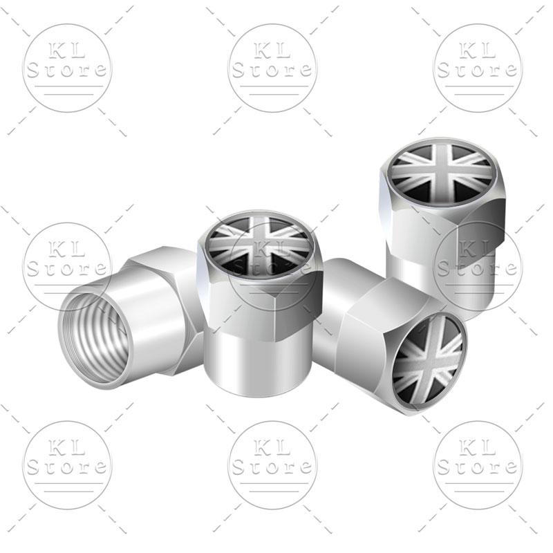 Exterior 4Pcs United Kingdom National Flag Badge Car Wheel Tyre Tires Valve Stem Caps Dust-proof Cover For Universal Automobiles