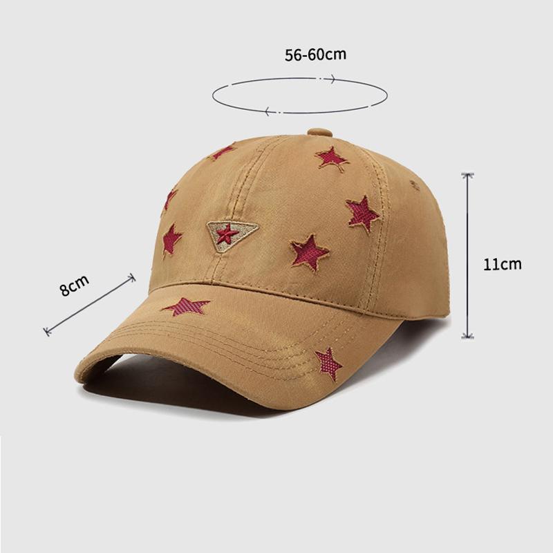 Vintage Five-Pointed Star Embroidered Baseball Cap Unisex Cap Breathable Soft Top Sunhat