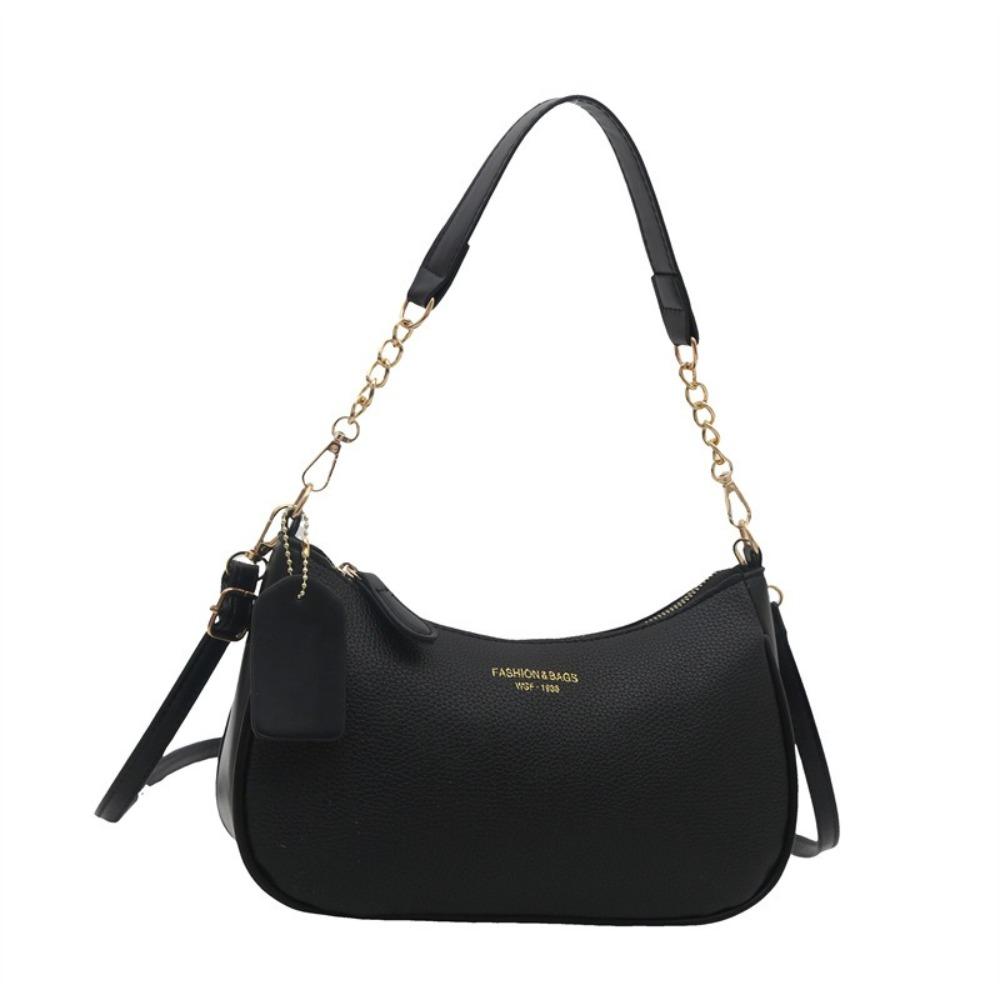 

Korean Style Underarm Bag Solid Color Women Handbag Portable PU Leather Shoulder Bag Ladies чёрный
