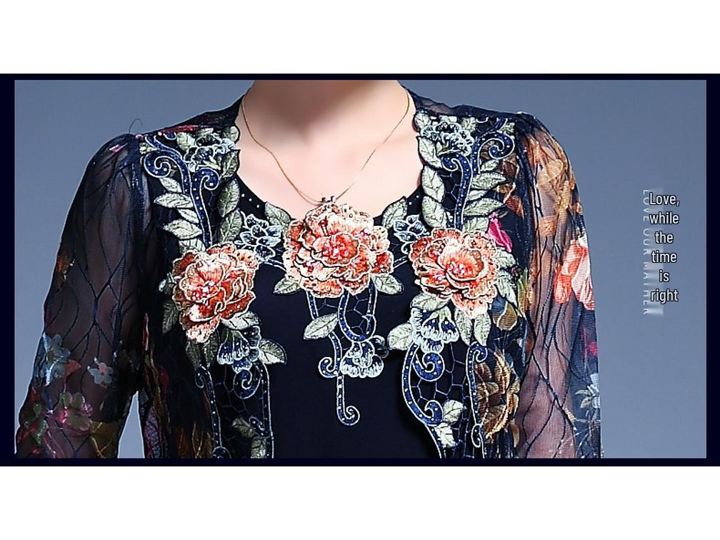 2025 Summer Lace Slimming Two-Piece Dress for Middle-Aged and Older Women, Plus Size