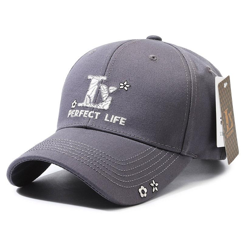 

New Baseball Cap Embroidery L Letter Sports Sunscreen Men s and Women s Sun Hats Breathable Versatile Casual Cap Adjustable сірий колір
