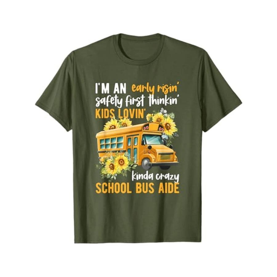 SchoolBus SunflowerFunny Bus Aide Slogan TShirt 100 Cotton ONeck Short Sleeve Summer Casual Mens Tshirt Streetwear