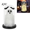 Battery Operated LED Table Lamp Halloween Light Up Ghost In Dome Cloche, Cute Night Desktop Centerpiece for with Bats Home Kitchen Mantel Tabletop
