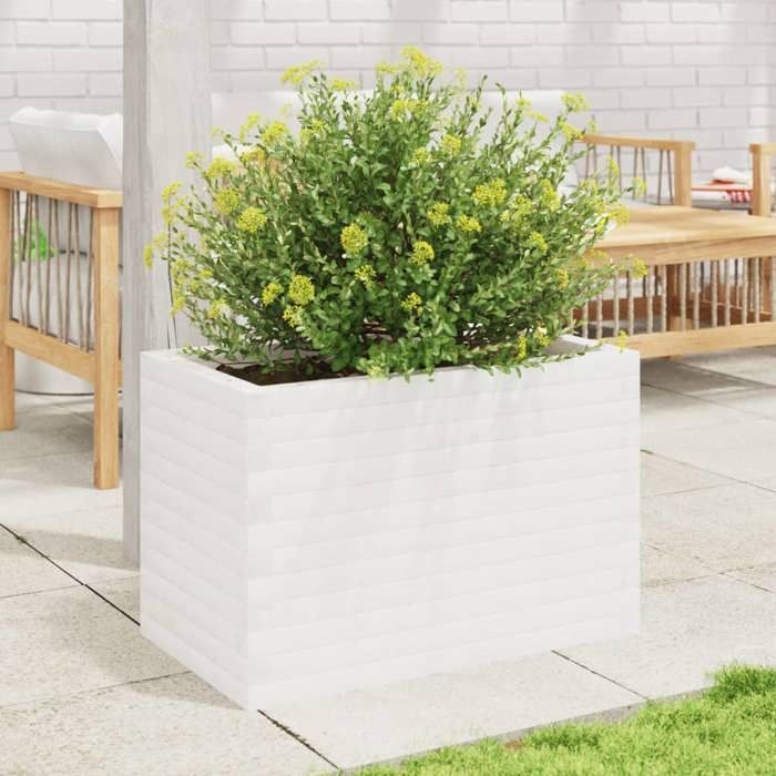 VidaXL Jardinière blanc 70x40x45,5 cm bois de pin massif, jardinière d'extérieur, bac à fleurs, boîte à plantes, jardinière 847264