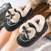 Bow Root Cotton Slippers Autumn and Winter Home Comfort Lightweight Warm Thickened Velvet Shoes