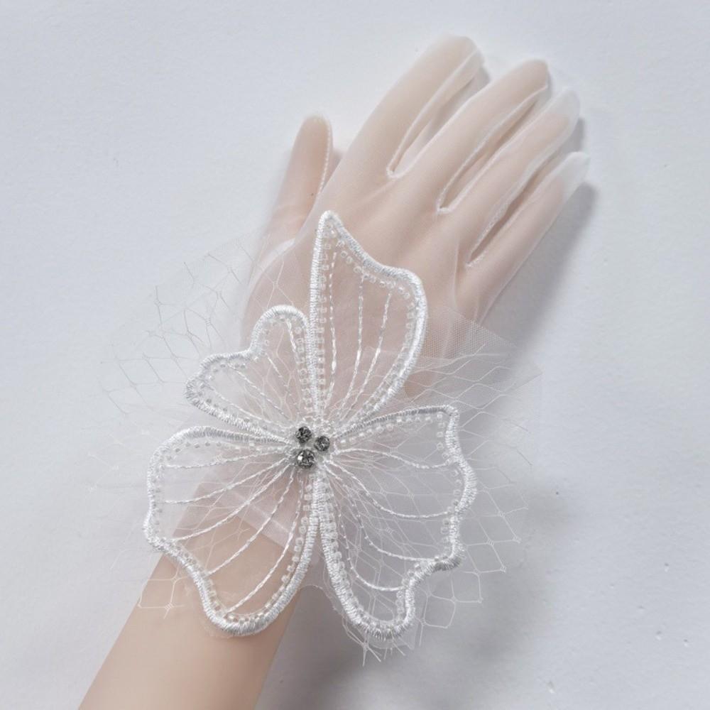 1Pairs Breathable Wedding Bridal Gloves Mesh Tulle Gloves New Bridal Gown Mittens  Party Dress