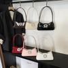 Summer new fashionable bright diamond shoulder bag underarm bag trendy simple high value messenger bag baguette bag