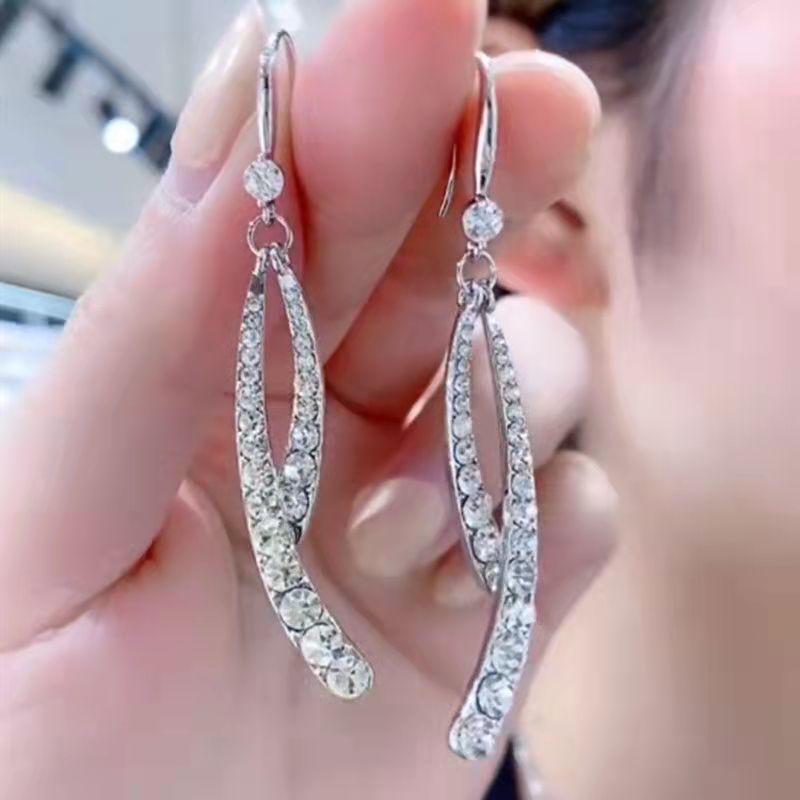 Versatile Slimming Tassel Earrings with Luxurious Diamond Cross Design for Women