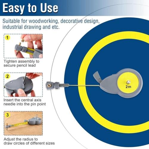 Rotape Beam Compass, Measuring Beam Compass with 10 Pencil Leads, for Drawing Circles and Lines with a Tape Measure
