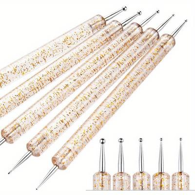 5 Stück Professionelles Nail Art Pinsel Set Acrylnagel Liner Punktier Zeichenstift mit Kunststoffgriff für Maniküre Design Werkzeug