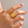 Edelstahl-Textur Breite Dicke Ringe für Damen Herren Hiphop Gold Silber Farbe Offene Ringe Hochzeitsfeier Schmuckzubehör
