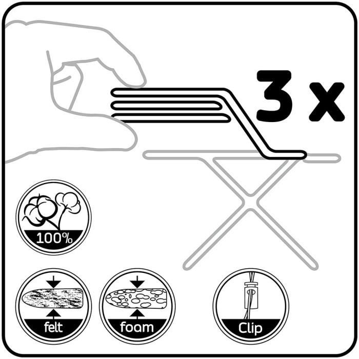 LaundrySpecialist® COMFORT mărimea S-M (T1) Husă de călcat 100% bumbac cu căptușeală groasă din molton - Chevron