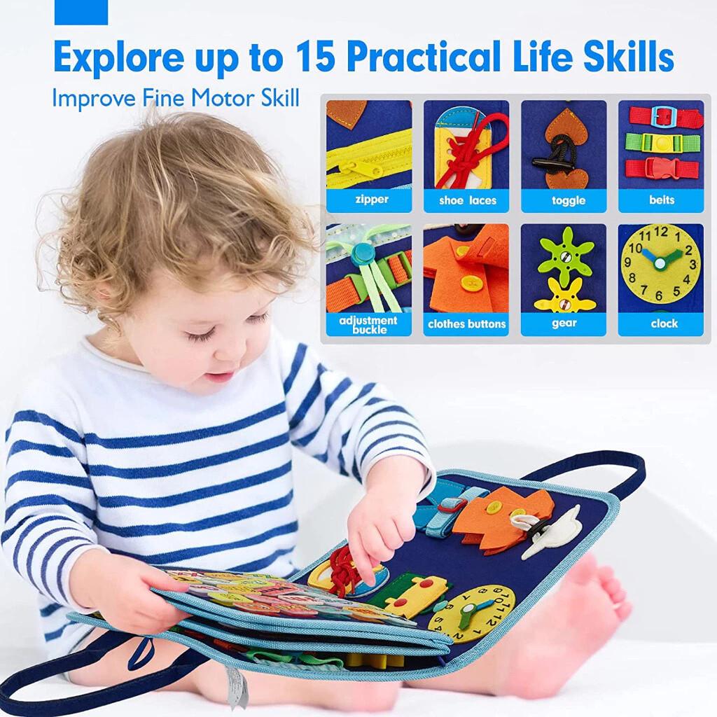 Baby Busy Board Early Educational Toys Toddlers Montessori Busy Book Activity Skills Learning Board Sensory Development Toys