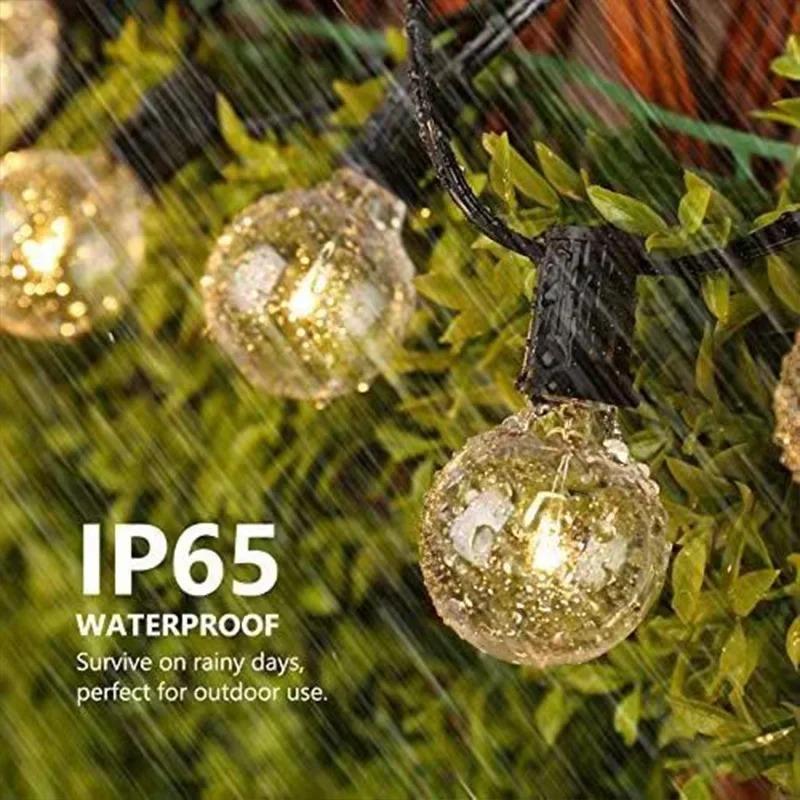 Solar Led G40 Globe Christmas Garland Street Fairy String Light Wedding Bulb Outdoor Lamp For Party Holiday Garden Light