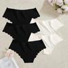 5PCS Seamless Silk Briefs Sexy Panties For Lady Mid Waist Comfortable Girl Silk Panty Female Underpants Woman Lingerie