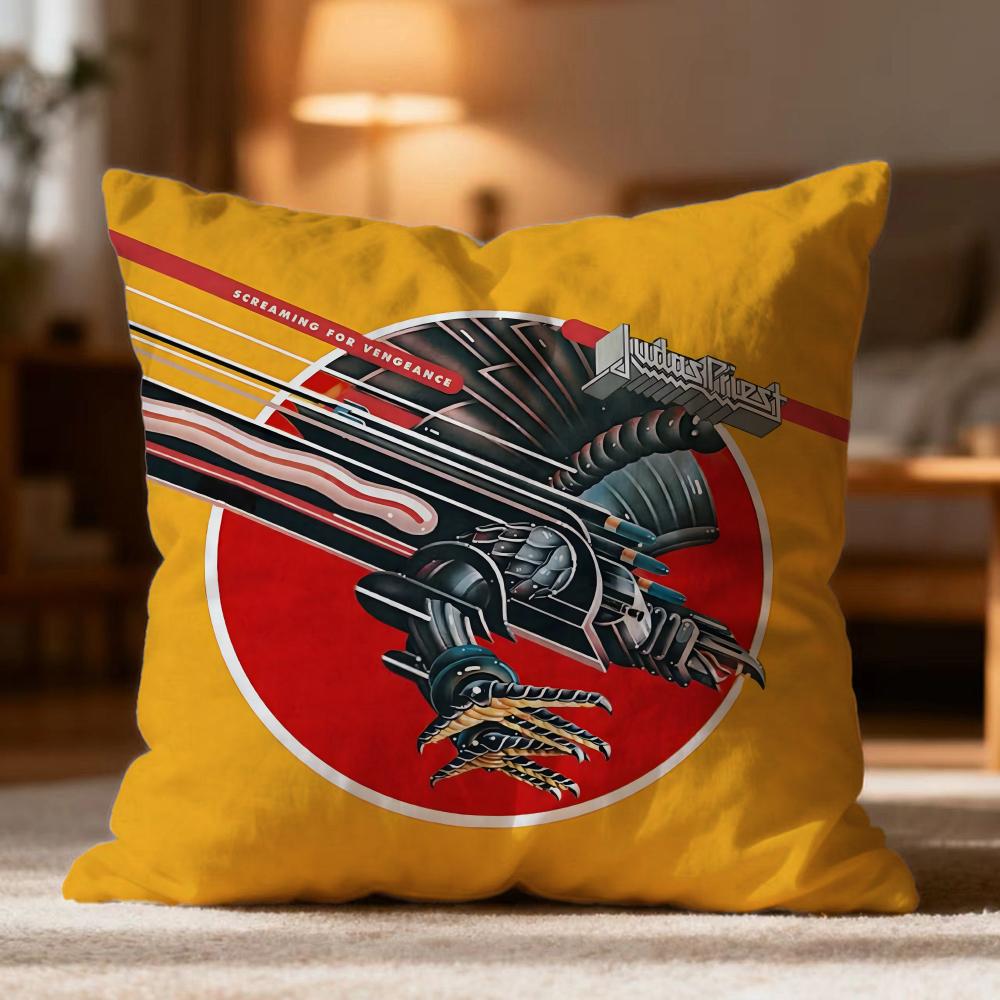 Fashion J-JJudas Priest Cushion Cover Soft Washable Pillow Case Multi-Scene for Couch Bed Travel Office Use
