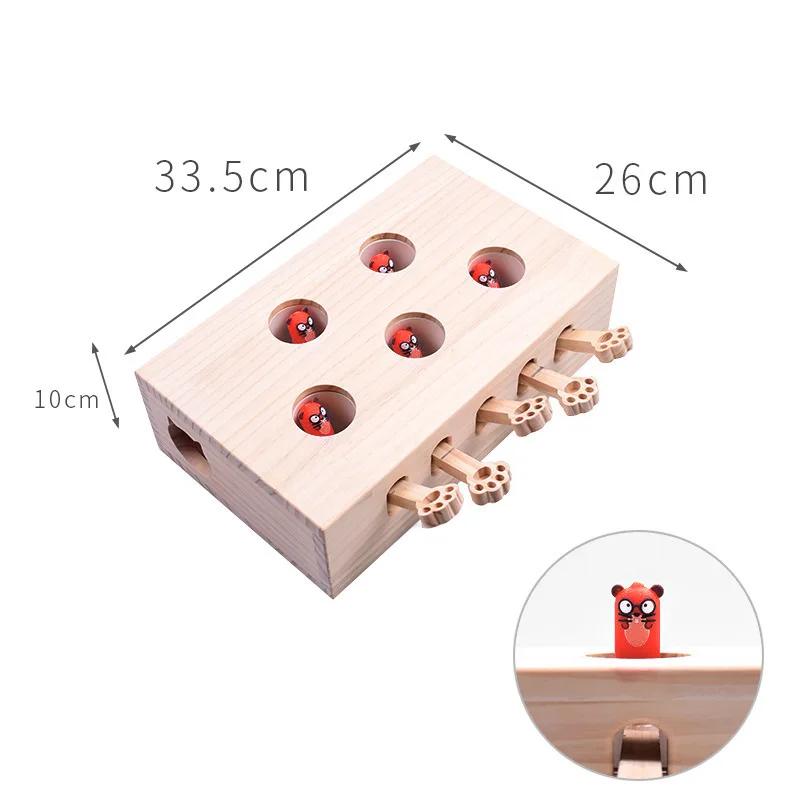 Cat Toys Interactive Whack-a-mole Solid Wood Toys for Indoor Cats Kitten Catch Mice Game