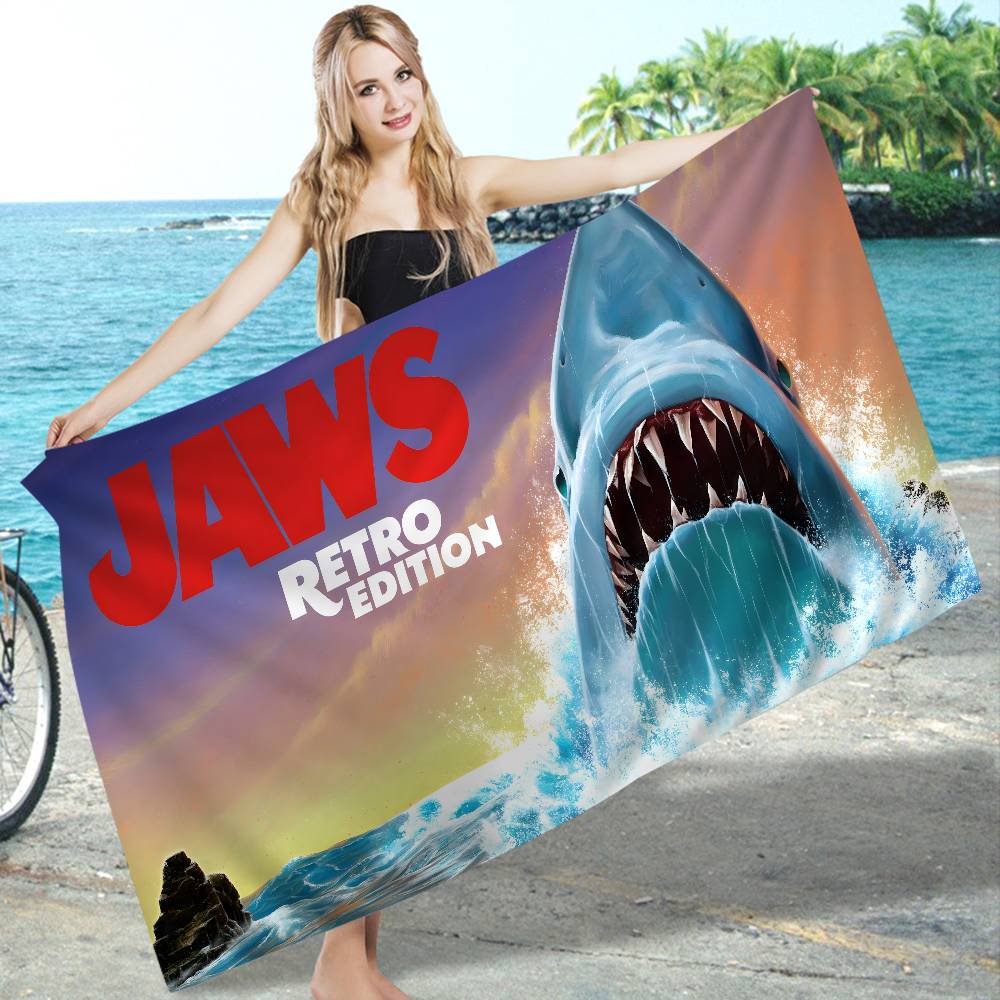 Classic Thriller Movie J-Jaws Beach Towel Colorful Bath Towels For Girl Microfiber Quick Dry Custom Sand Free Beach Gym Pool