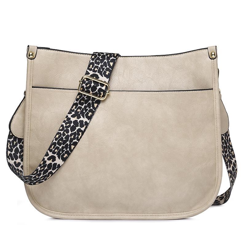 Leopard print leather women's bag generation wide shoulder strap design single shoulder messenger bag niche commuter mailman bag