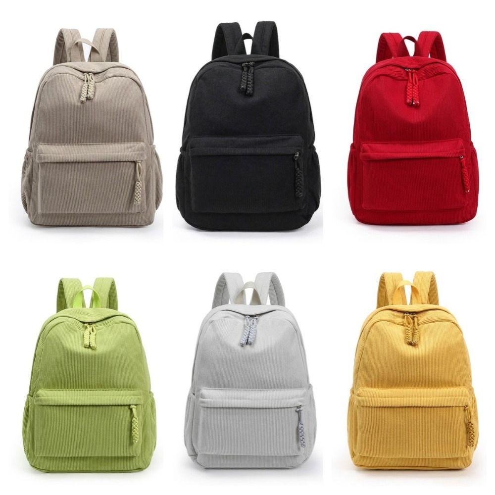 Large Capacity Corduroy Backpack Lightweight Students Daypack Students School Bag Travel