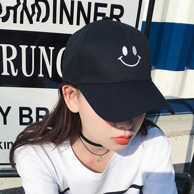 Solid Color Smiling Face Baseball Cap Women's Trendy Hat Men's Spring and Summer Versatile Peaked Cap Student Couple Sun Hat