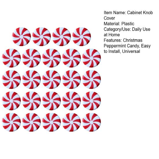 10/20/24Pcs Cabinet Door Knob Cover Christmas Peppermint Candy Drawer Closet Dresser Wardrobe Door Pull