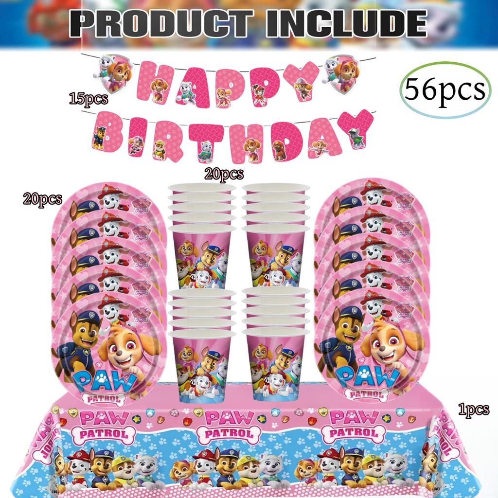 PAW Patrol Doğum Günü Süslemeleri Skye Tek Kullanımlık Sofra Takımı Seti Köpek Masa Örtüsü Tabak Hediye Çantası Bebek Partisi Çocuk Hediyesi Parti Malzemeleri