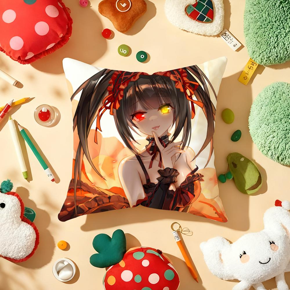 T-Tokisaki Kurumi Cushion Cover Plush Fabric Soft Double-Sided Printed Sofa Warm Winter Home Gift Pillow Cover
