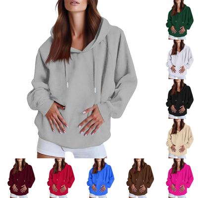Women's Fashionable Casual Solid Color Shoulder Long Sleeved Drawstring Oversized Hooded Sweatshirt