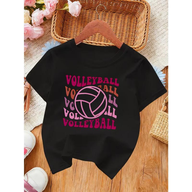 European Sizes VOLLEYBALL; Volleyball Girl Summer Short-Sleeve T-Shirt, Breathable, Comfortable, and Stylish Printed Top