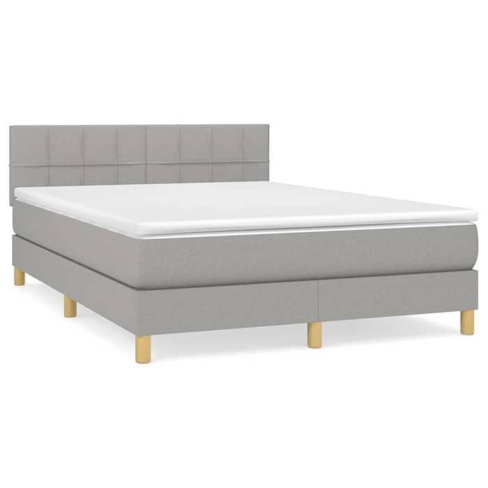 Maison Exclusive - Sommier à lattes de lit avec matelas Gris clair 140x190cm Tissu