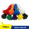 100 pçs/saco 8 cores 2.5mm x 100mm 2.5mm * 100mm auto-travamento cabo de fio de náilon zip laços laços de cabo branco preto organizador apertar cabo