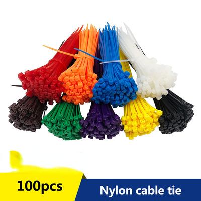 100pcs/bag 8 Color 2.5mmx100mm 2.5mm*100mm Self-Locking Nylon Wire Cable Zip Ties Cable Ties White Black Organiser Fasten Cable