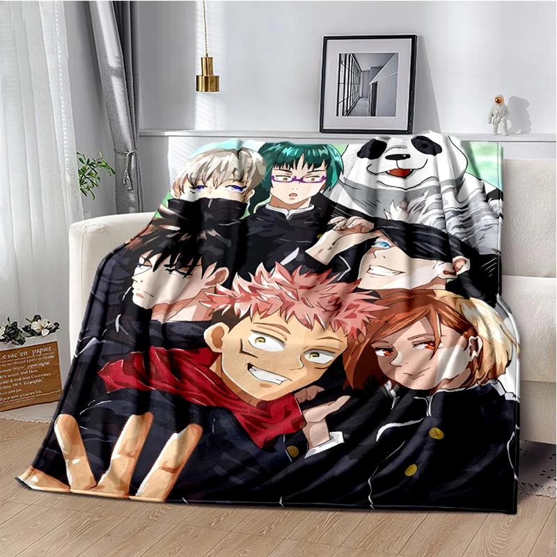 Cartoon Anime Jujutsu Kaisen Throws Blanket Kid Super Soft Blankt for Travel Couch Sofa Picnic Bed Flannel Blanket Birthday Gift