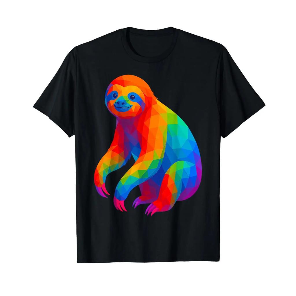 Tie Dye Geometric Sloth Psychedelic T Shirt Vintage Slightly Breathable Graphic Comfortable Stretched Fashion Unisex