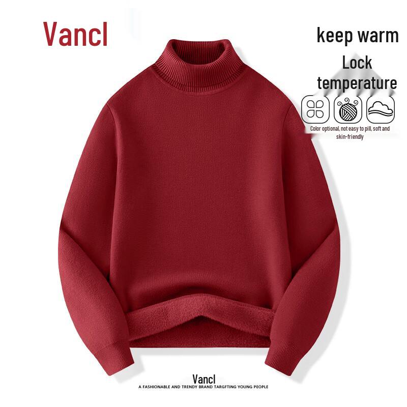 

VANCL Men s Fleece-Lined Turtleneck Thermal Sweater M