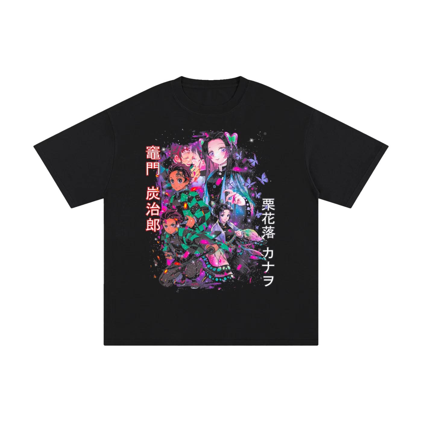 Demon Slayer Overzised T-Shirt Manga Anime Demon Slayer Black Tee All Size 160