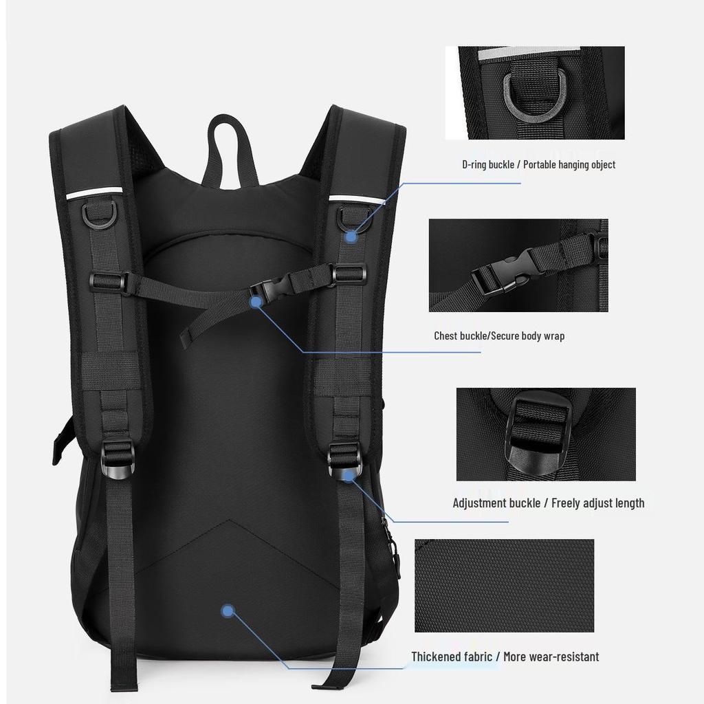 Water-Repellent Leather Motorcycle Backpack with Reflective Strips and Large Capacity