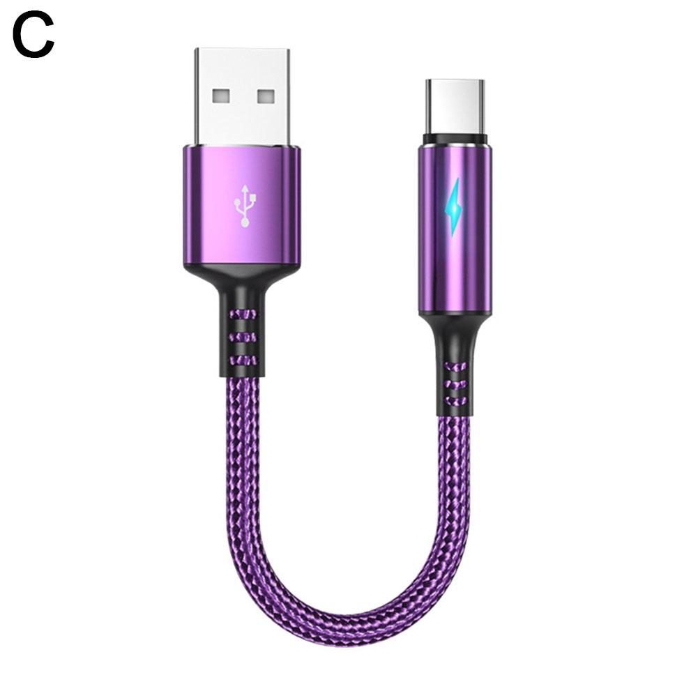 

25 см короткий нейлоновый зарядный кабель для передачи данных Micro USB кабели типа телефон питание телефон 2.4A зарядка C Fas S1L8 purple-25cm