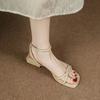 Pick Up Girl 8158-1 Summer Night Breeze Gentle Low Heel Sandals Summer 2025 New Fairy Style Women's Shoes