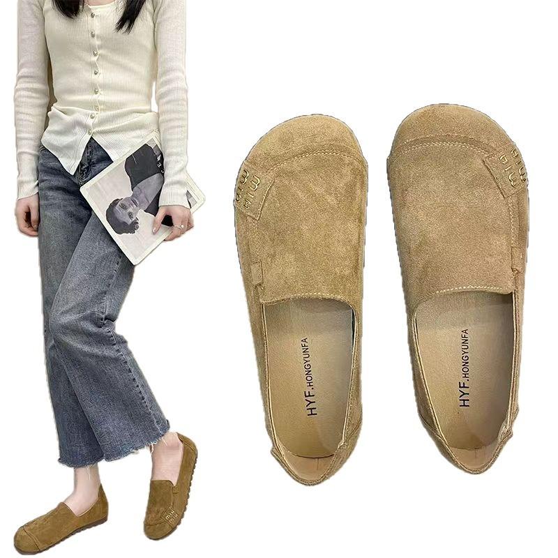 2025 New Boken Shoes Women's Matte Casual Soft-soled Single Shoes Women's One-pedal Mother Work Shoes Flat Beanie Shoes