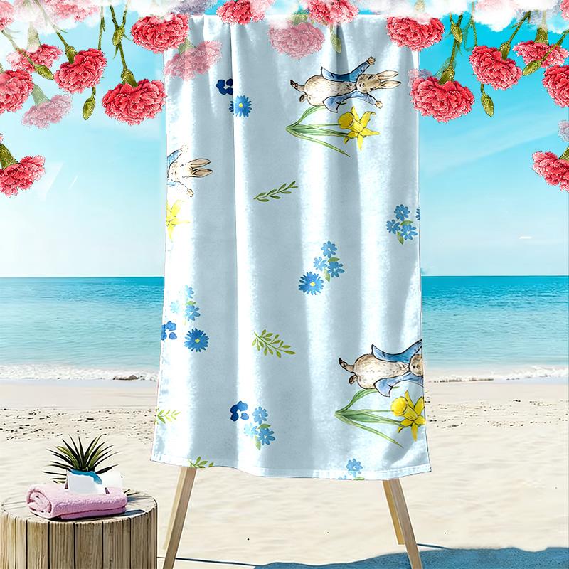 Peter Rabbit Print Beach Towel, Large Soft Quick Dry Towel for Beach Camping Swimming