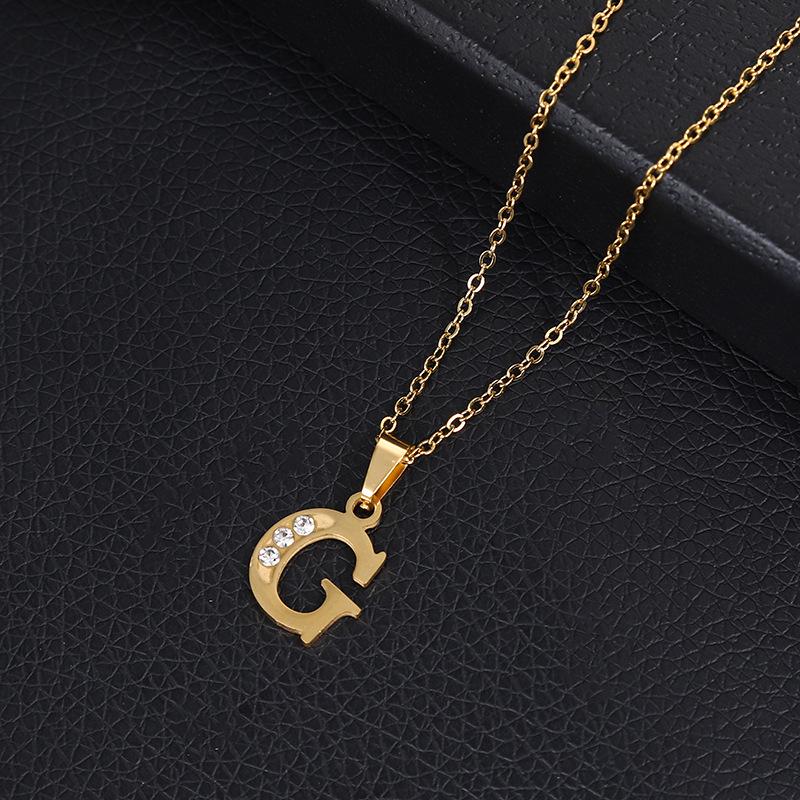 European Gold-Plated Trendy Hip Hop Necklace with 26 English Letter Pendant Charms