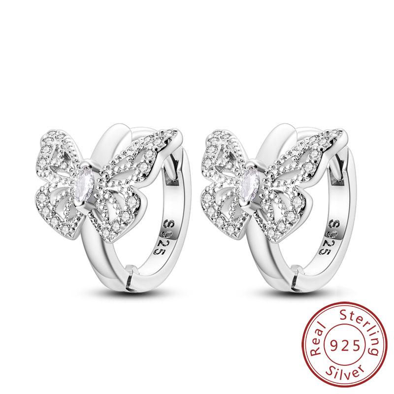 New 925 Silver Hoops Earrings Colorful Flower Butterfly Bee Drop Earring For Women Birthday Party Fashion Jewelry Gifts