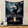 Racing car driver victory fist track helmet Patterned tapestry for bedroom and living room home decor sofas