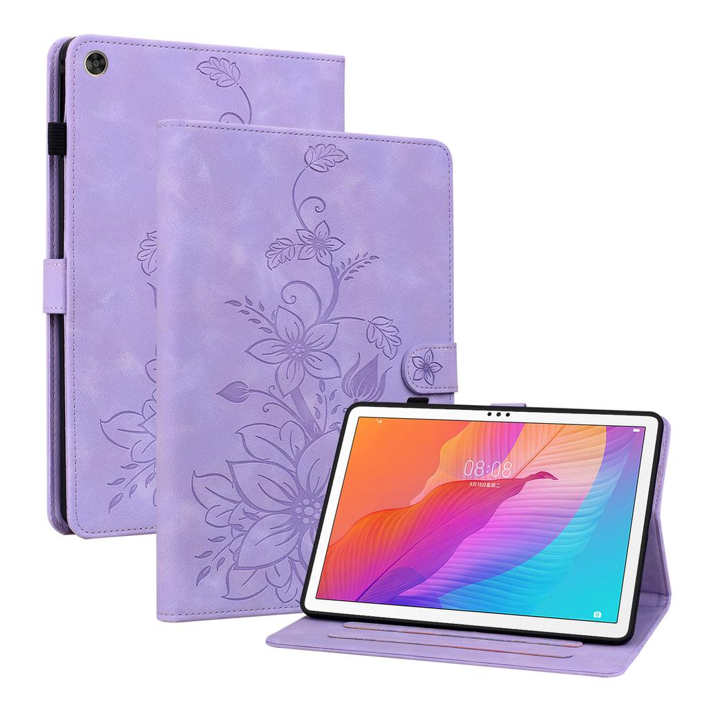 For Huawei MatePad T 10s(AGS3-L09 (Wi-Fi/LTE), AGS3-W09 (Wi-Fi Only)). PU Leather Exquisite Floral Embossed Design Tablet Case